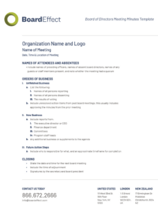 Sample Board Meeting Summary Template Excel