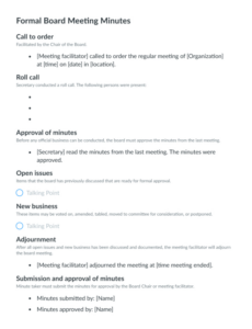 Sample Body Corporate Meeting Minutes Template Word