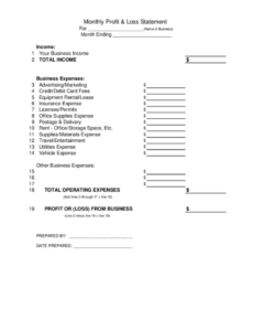 sample printable free blank profit and loss statement pdf  printable form templates and letter farm profit and loss statement template word