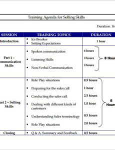 Sample Sales Training Workshop Meeting Template Word