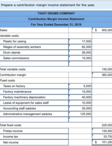 sample solved problem 211a contribution margin income statement  chegg contribution margin income statement template excel