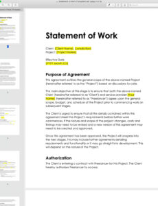 sample statement of work template consulting statement of work template word