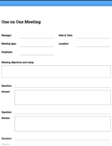 Sample Supervisor One On One Meeting Template Example