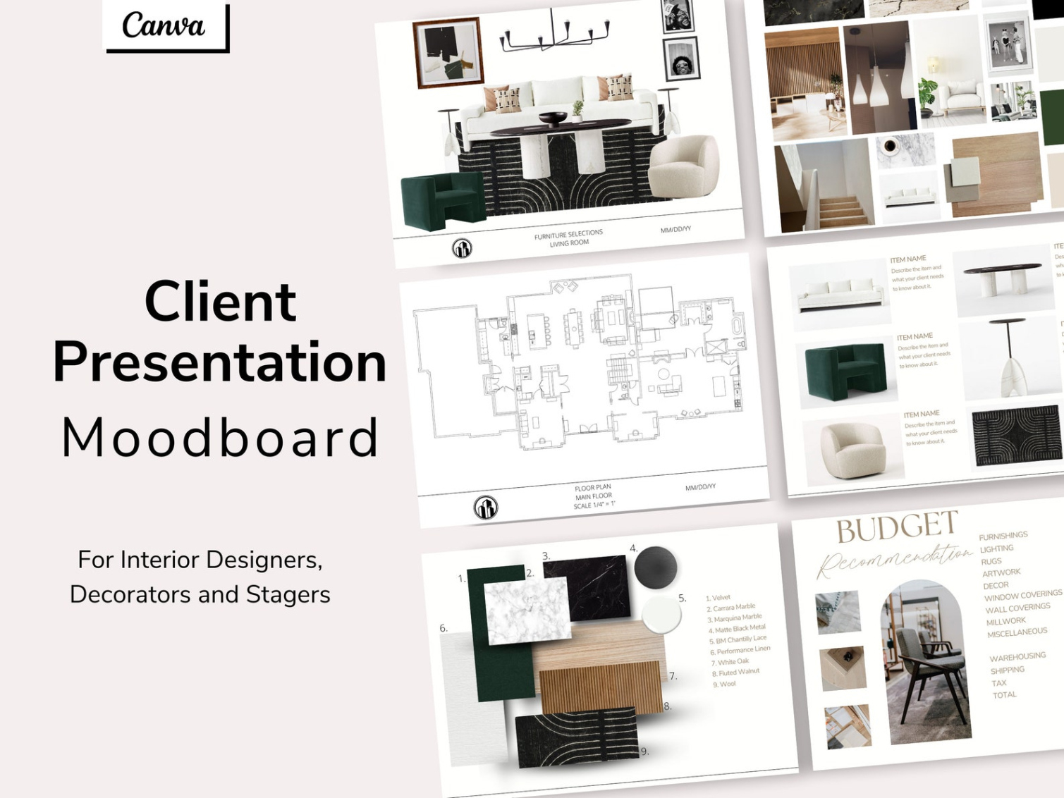 Client Presentation Template Interior Design Moodboard  Etsy Canada Interior Design Client Presentation Template Sample