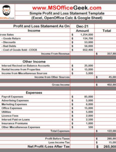 editable basic profit and loss statement template daycare profit and loss statement template