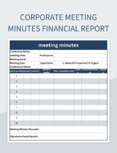 Editable Finance Committee Meeting Minutes Template Excel