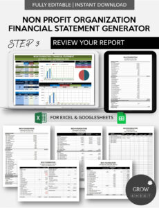 editable non profit organization financial statement generator  etsy non profit organisation financial statement template excel