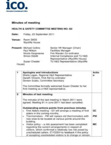 Editable Safety Committee Meeting Minutes Template Sample