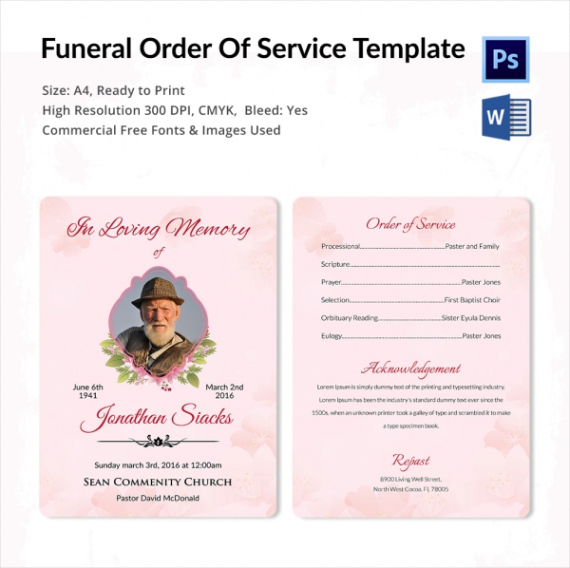 printable free funeral order of service template statement of funeral goods and services template word