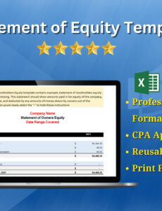 printable stockholders equity statement excel statement of shareholders equity template excel