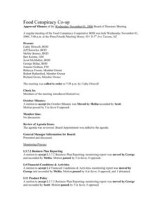 Sample Food Committee Meeting Template Pdf