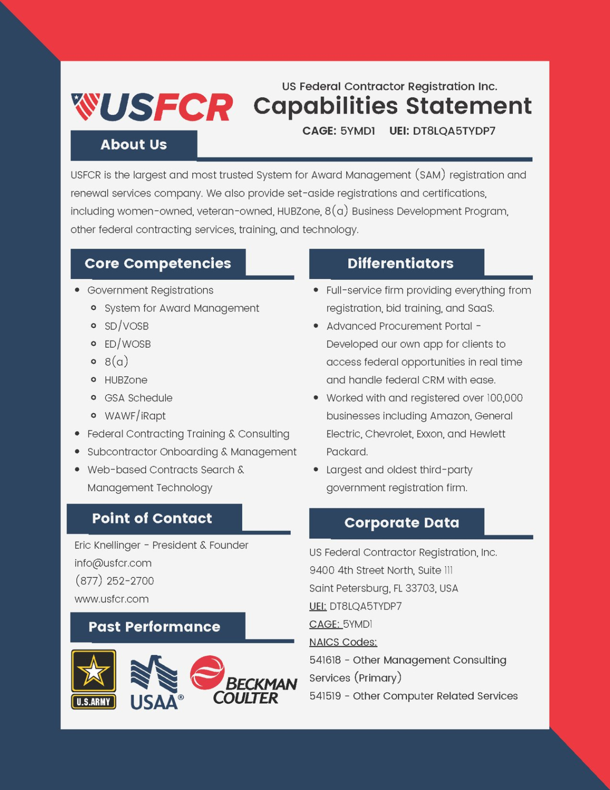 Blank Construction Capability Statement Template Excel