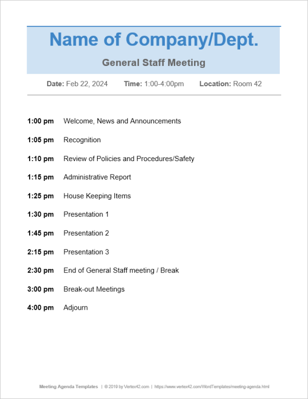 Blank Dental Office Staff Meeting Template Pdf