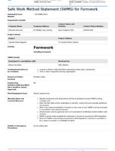 Blank Electrical Safe Work Method Statement Template Doc