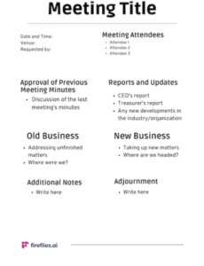 Blank Official Board Meeting Minutes Template Doc Sample