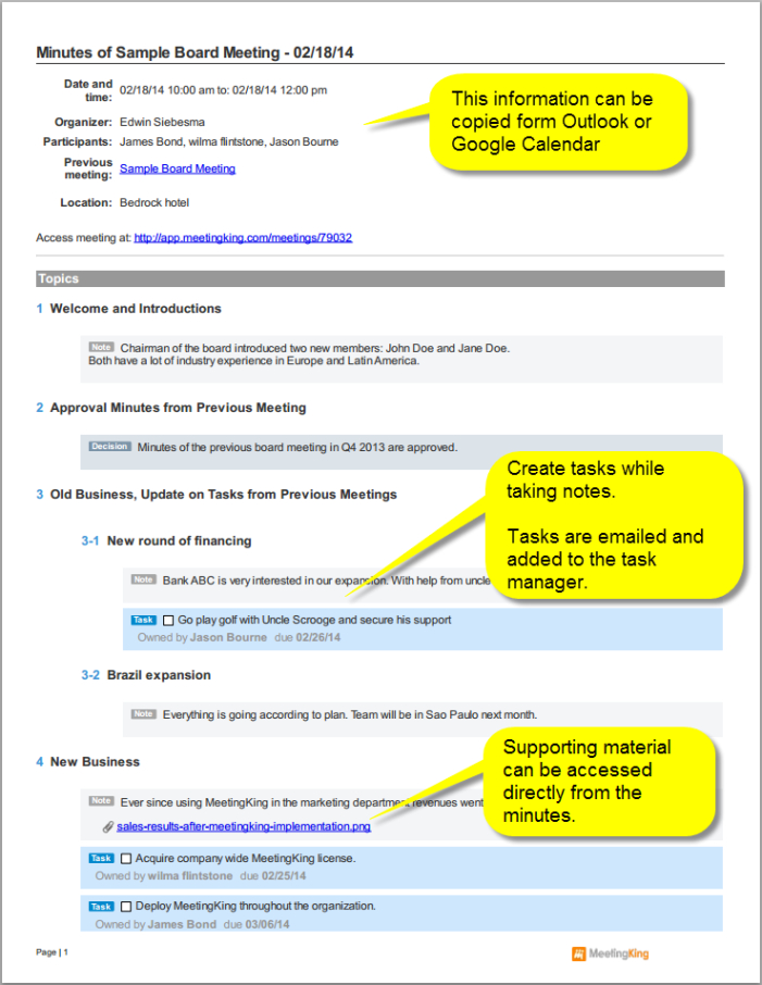 Blank Official Board Meeting Minutes Template Word