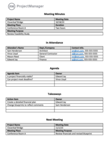 Company Team Meeting Recap Template Excel Sample