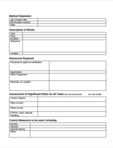 Custom Construction Method Statement Template Excel