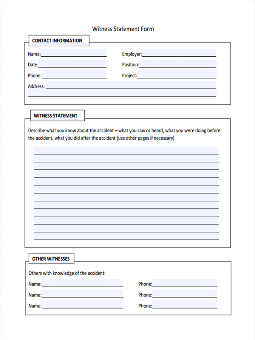 Custom Disciplinary Investigation Witness Statement Template