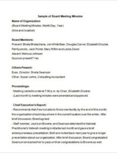 Custom First Board Of Directors Meeting Minutes Template Doc Sample