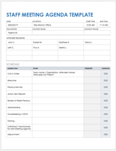 Custom Mandatory Staff Meeting Template Word Sample