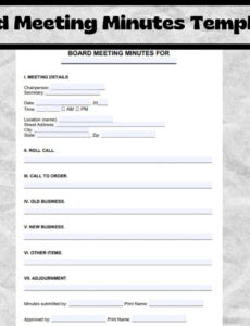 Custom Official Board Meeting Minutes Template  Sample