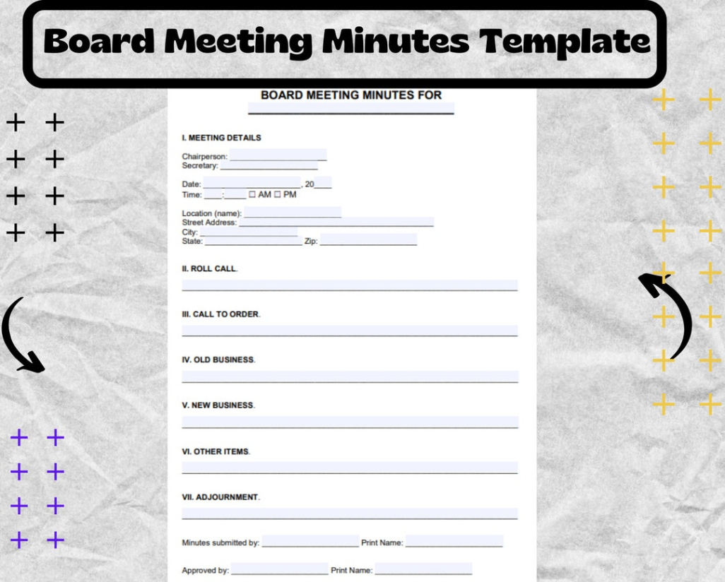 Custom Official Board Meeting Minutes Template  Sample