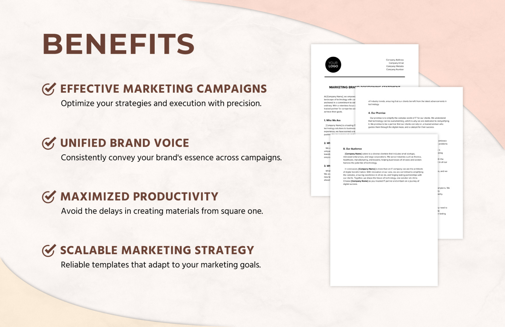 Custom Product Positioning Statement Template Excel