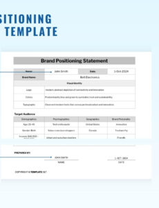 Editable Brand Positioning Statement Template Excel