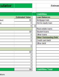 Editable Business Net Worth Statement Template Pdf