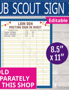 Editable Cub Scout Committee Meeting Minutes Template