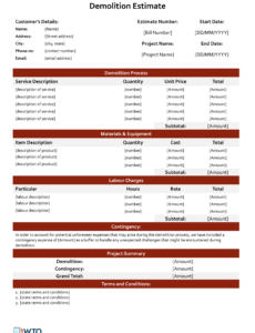 Editable Demolition Method Statement Template Word