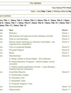 Editable Pta Board Meeting Minutes Template Excel