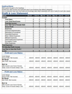 Editable Small Business Profit And Loss Statement Template Pdf Sample