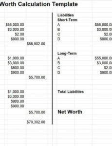 Farm Net Worth Statement Template Pdf Sample