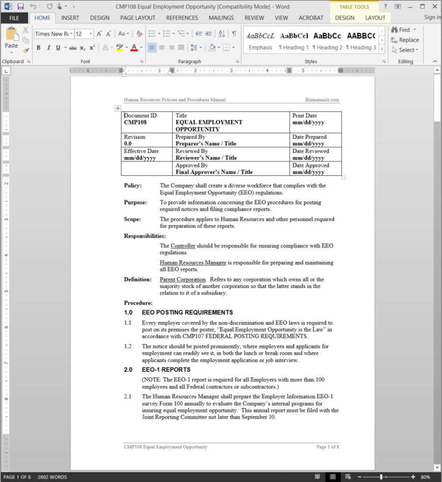 Free Blank Employment Equity Committee Meeting Minutes Template Doc Sample