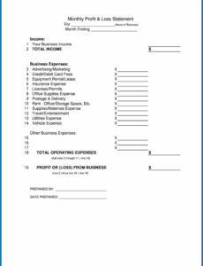 Free Blank Uber Profit And Loss Statement Template Doc