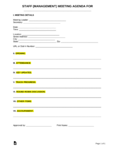 Free  Church Staff Meeting Template Word Sample