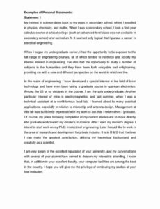 Free Custom Graduate School Personal Statement Template  Sample