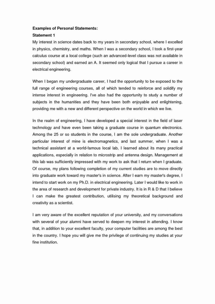 Free Custom Graduate School Personal Statement Template  Sample