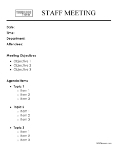 Free Custom Mandatory Staff Meeting Template Pdf Sample