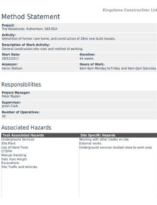 Free Editable Construction Method Statement Template