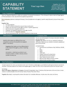 Free Editable Government Capability Statement Template