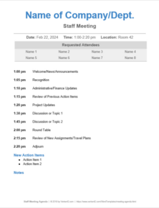 Free Editable Salon Staff Meeting Template Excel Sample