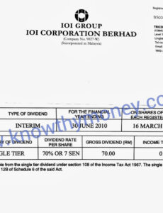 Free Editable Shareholder Dividend Statement Template  Sample