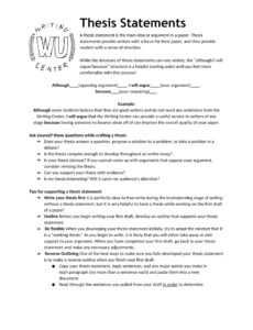 Free Printable Argumentative Thesis Statement Template Doc