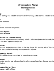 Free Printable Formal Board Meeting Minutes Template Word