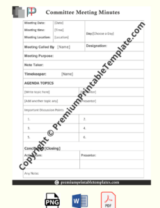 Free Printable Investment Committee Meeting Minutes Template Pdf Sample