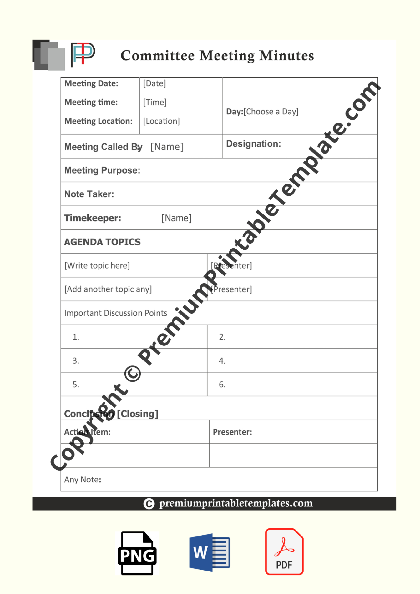 Free Printable Investment Committee Meeting Minutes Template Pdf Sample