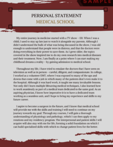 Free Printable Medical School Personal Statement Template Excel